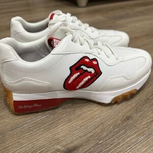 Rolling Stones Skechers White and Red Women's Sneakers size 8